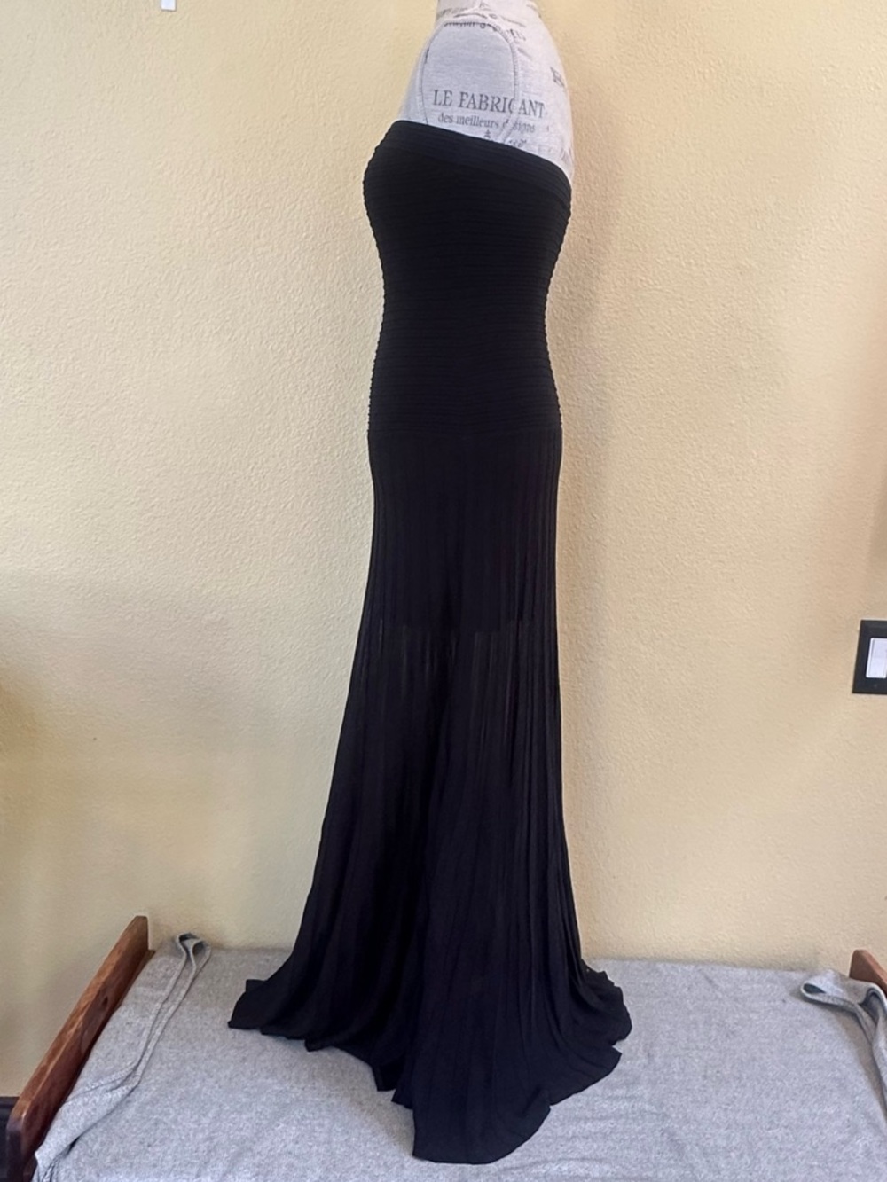 COS Black Ribbed Bandeau Maxi Dress Sheer Pleated Skirt Size XS Like New! - Picture 8 of 12